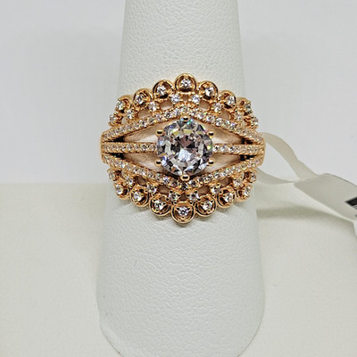 JTV Bella Luce 18k Rotgold Sterlingsilber Verlobungsring Cocktail ~ Größe 9