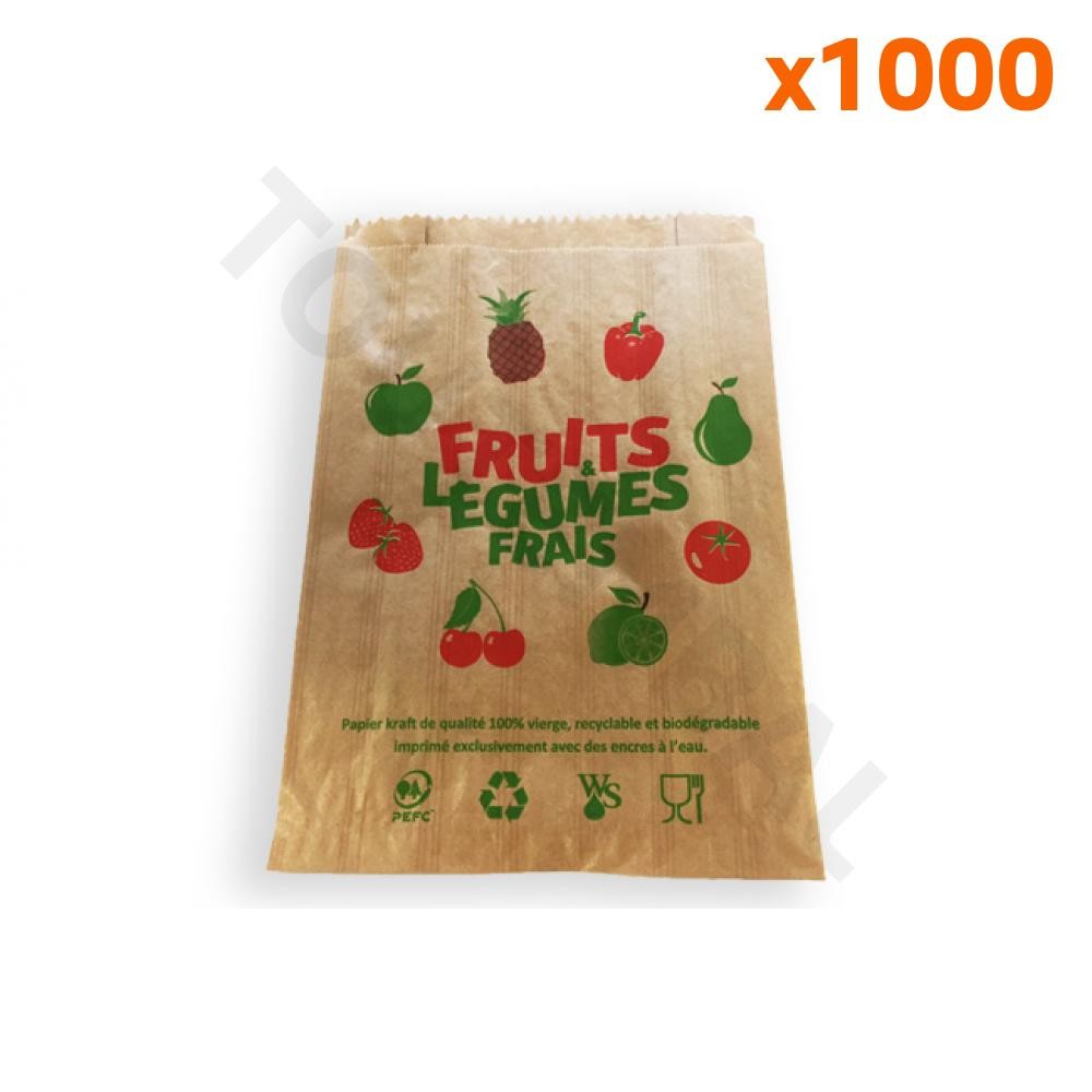 Sac en papier kraft 15x8x26 cm pour conserver les fruits sans humidité