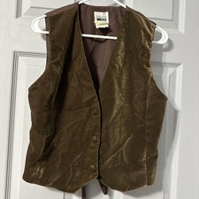 VTG 90  s Leslie Fay Sportswear Women  s Brown Velvet Front Satin Back Vest S/P