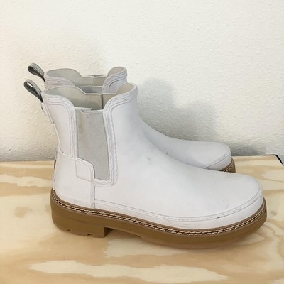 Hunter Boots Womens Size 11 White Chelsea Waterproof Rain Rubber WFS2100RMA