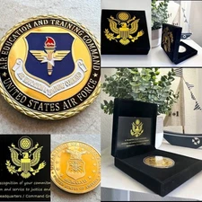 U S AIR FORCE Air Education & Training Command Challenge Coin With Velvet Case