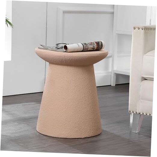 Hollie 18 Inch Minimalist Modern Drum Accent Table Pink Frosted Indoor Outdoor TBL1108B