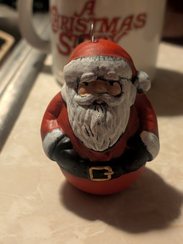 Vintage Fat Santa Christmas Ornament Ceramic
