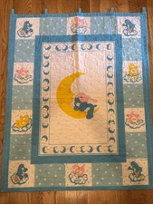 Vintage 1985 Care Bears Baby Quilt Tapestry Wall Hanging Nursery Decor