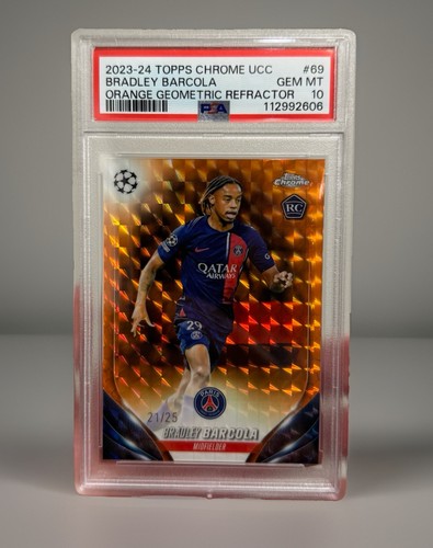 2023-24 Topps Chrome UCC Bradley Barcola RC #69 Orange Geometric /25 PSA 10
