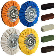 8" Airway Buffing Wheel Kit - 9Pcs Aluminum Metal Polishing Set with 5/8" Arbor