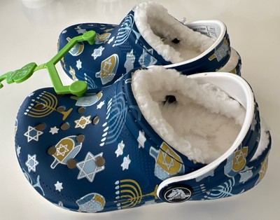 Crocs Toddler Slip On Shoe- Classic Hanukkah Lined Clogs, Kids' Slippers Size C8