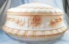 Ceiling Lamp Shade Milk Glass Cinnamon White Flowers 16in Huge Antique A Beauty