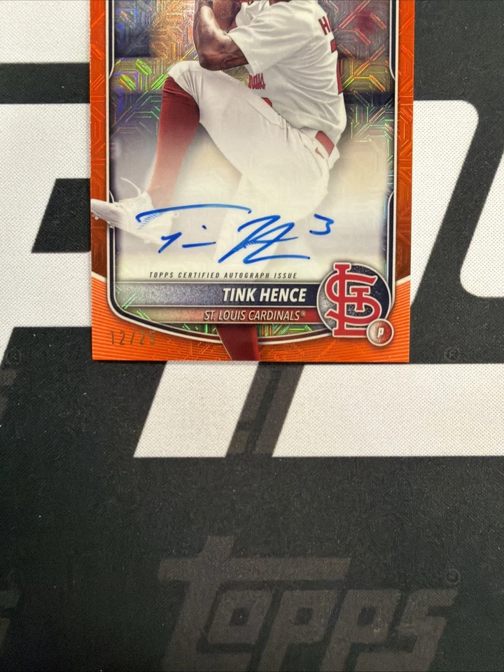 2025 Bowman Chrome Baseball Tink Hence Orange Mojo Mega Box Auto /25 - Image 4 of 4