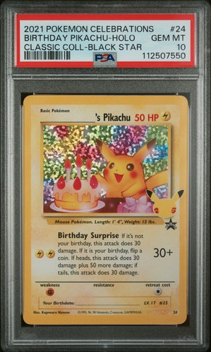 Pokemon Birthday Pikachu Holo Celebrations Classic Collection 24 PSA 10