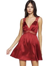 Reformation Elina Red 100% Silk Lace Trim V-Neck Mini Dress Size 4 *FLAWED*