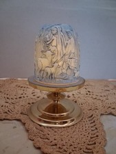 Fenton Blue Nativity Fairy Light Lamp Courting Lamp Christmas Signed Vintage EXC