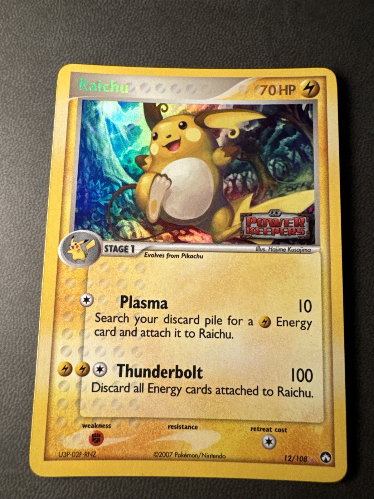 Pokemon TCG 2007 Raichu 12/108 Power Keepers Reverse Holo -Stamped NM