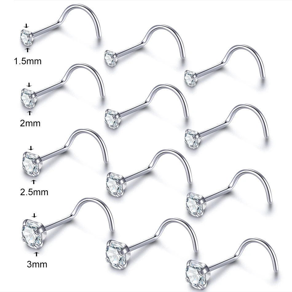 10/20/50 piezas anillos de nariz de acero inoxidable piercing nariz joyería Nariz rudo gema para
