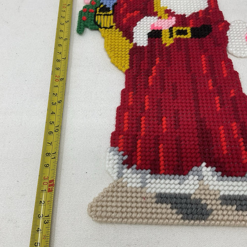 Santas Small Handmade Needlepoint On Plastic Canvas Vintage - Bild 4 von 14