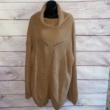 Davi & Dani Womens Chunky Knit Sweater Turtleneck 3XL Brown Cozy Comfy