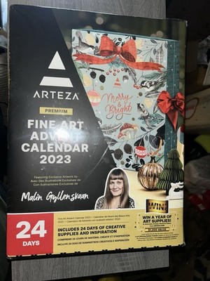 Arteza Premium Advent Calendar 2023 Fine Art, 24 Days Art Supplies Holiday Gift