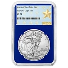2024 (W) $1 American Silver Eagle NGC MS70 West Point Star Label Blue Core