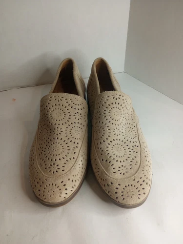 Mocassini donna Clarks Trish Calla beige scamosciati punta tonda slip on taglia 7 5 W