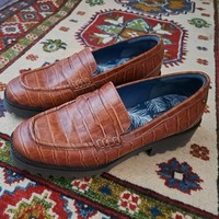 Moshulu Calluna Leather platform Loafer Brown Mock Croc 7 41 NEW