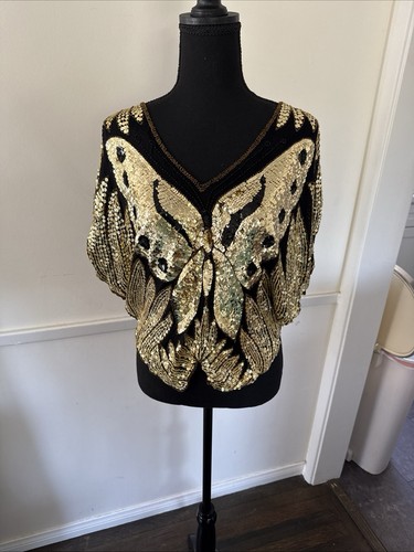 De colección Para Mujer ASO Beyoncé Seda Lentejuelas Cuentas Mariposa Prendas para el torso Talla M Disco Hada Y2K - Imagen 2 de 17