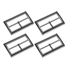 4Pcs Belt Buckle, 1.77" Single Prong Rectangle Buckles, Metallic Gray