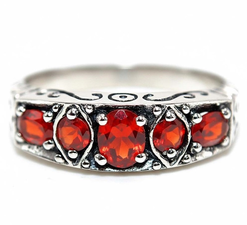 1CT  Fire Garnet 925 Sterling Silver Filigree Ring Sz 6 PC9-1