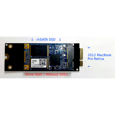 Apple 2012 MacBook Pro Retina SSD auf mSATA Adapter Karte | A1398 A1425 MC975