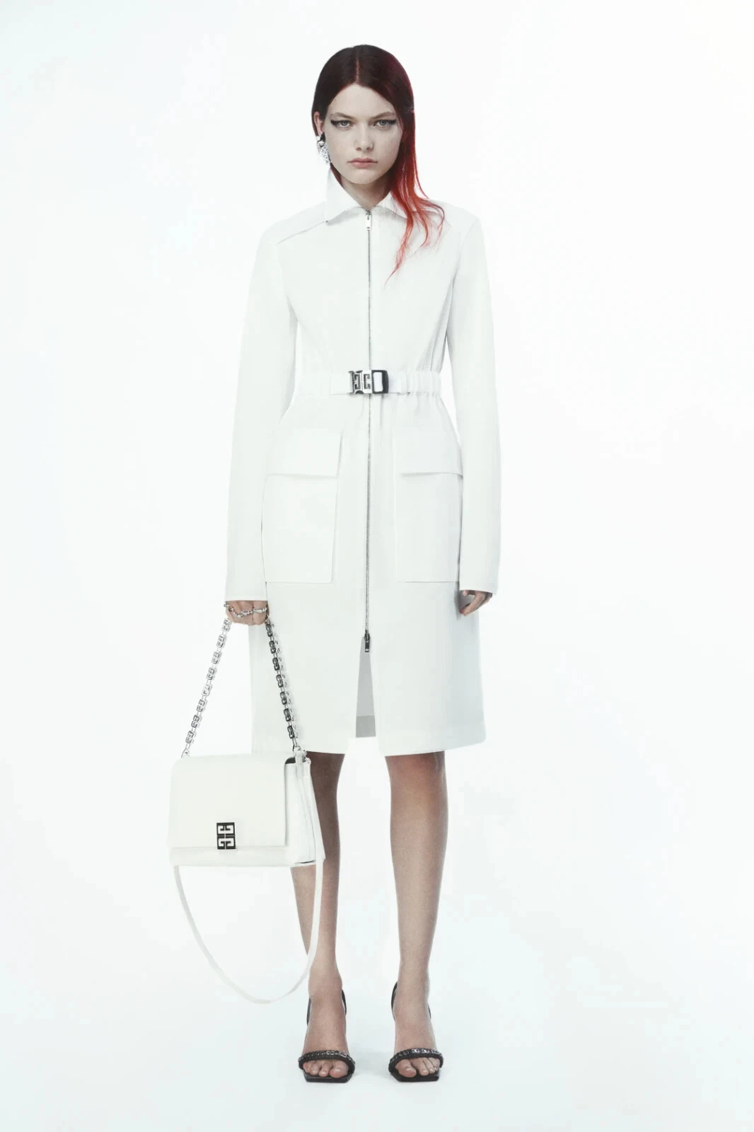 Givenchy — Givenchy White Trench Coat Belted with 4G Logo Detail US 6 Medium NWOT