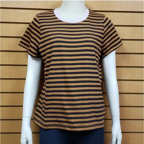 Madewell Womens T-Shirt Size Large New Striped Short Sleeve Round Neck