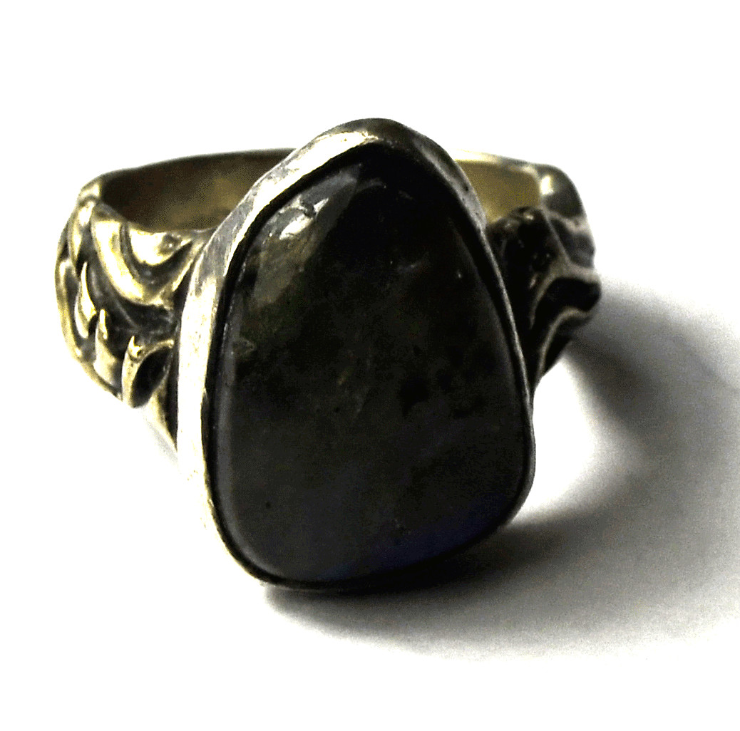 Sterling Silver Signed Labradorite Ring 18mm Size… - image 2