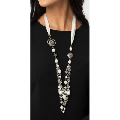 NEW Paparazzi Women All The Trimmings Bead Ribbon Necklace Set with  Earrings