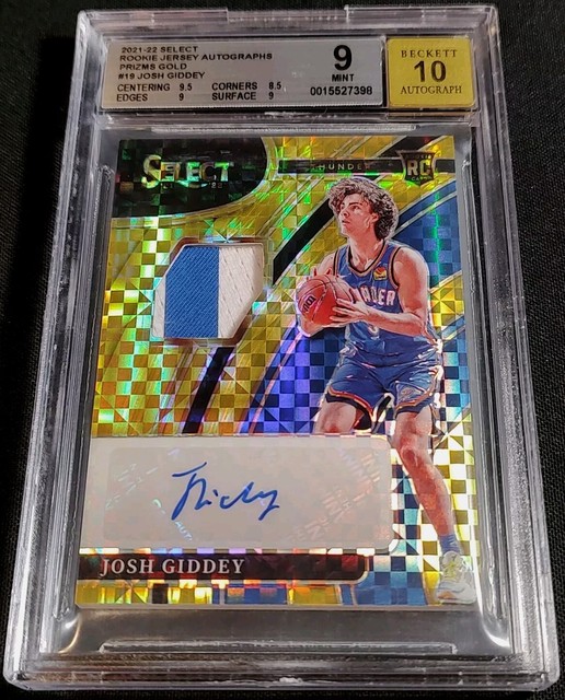 BGS 9/10 1/1 RC JSY AUTO /10 JOSH GIDDEY 🚨GOLD PRIZM ✨RPA ROOKIE 2021-22 Select