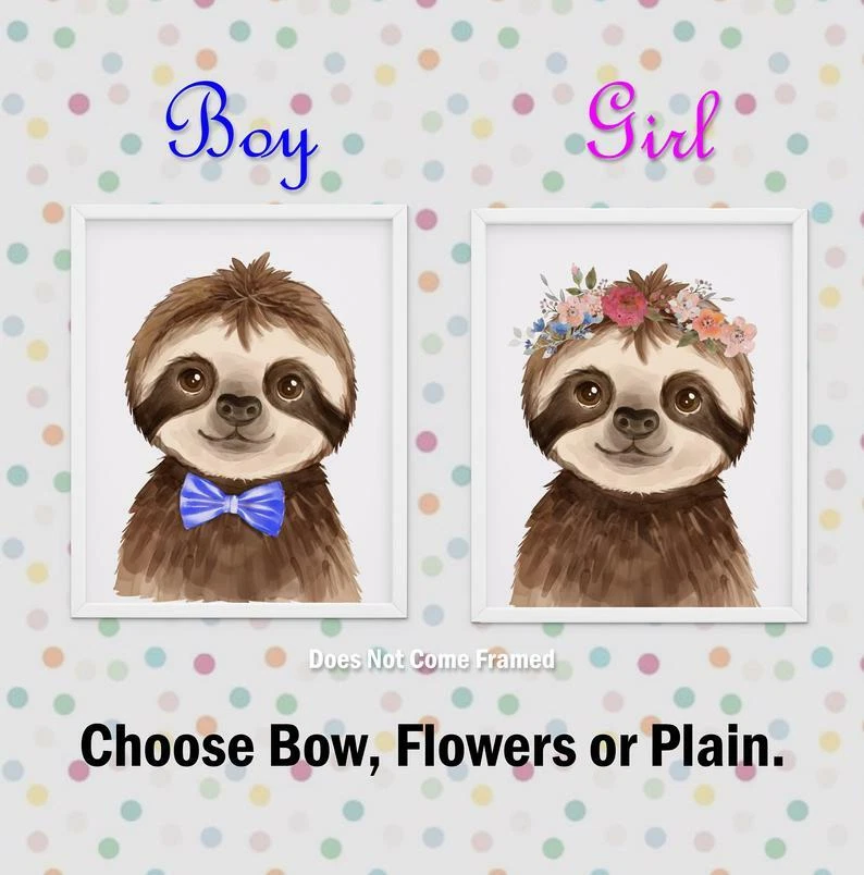 Baby Sloth Nursery Wall Decor Baby animal Poster Kid s Room