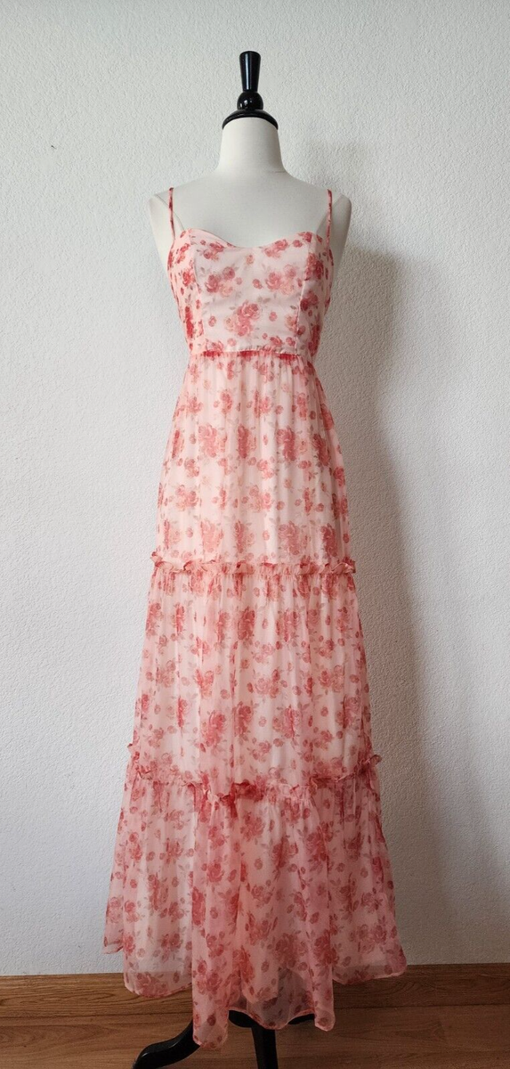 New Maxi Dress Size Small XS Pink Floral Garden Coquette Wedding