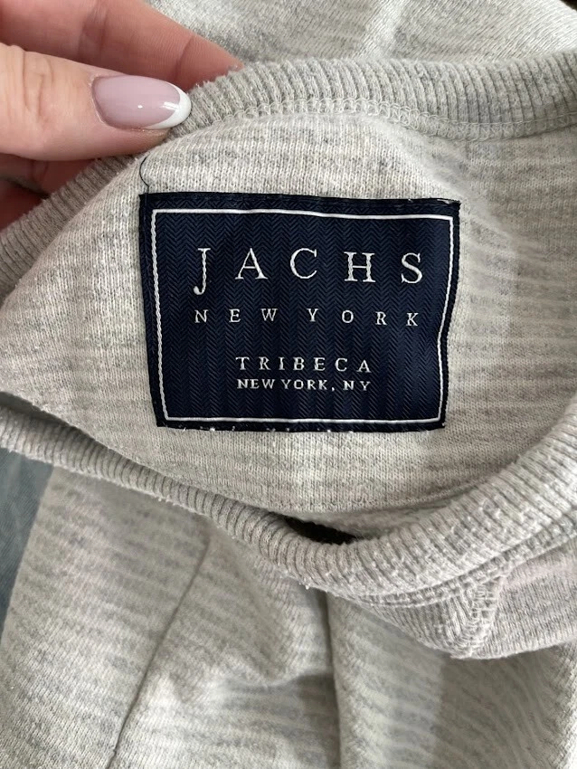 Jachs New York Men's Pullover Sweater Crew Neck Striped White/Gray Size L - Image 4 of 4