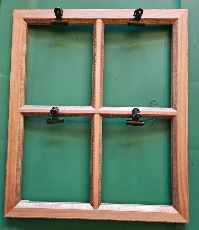 Wooden Open Window Frame 4 Picture Clip Collage - 15.5" x 18.5"