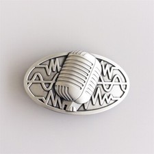 Antique Brushed Silver Microphone Music Oval Belt Buckle also Stock in the US