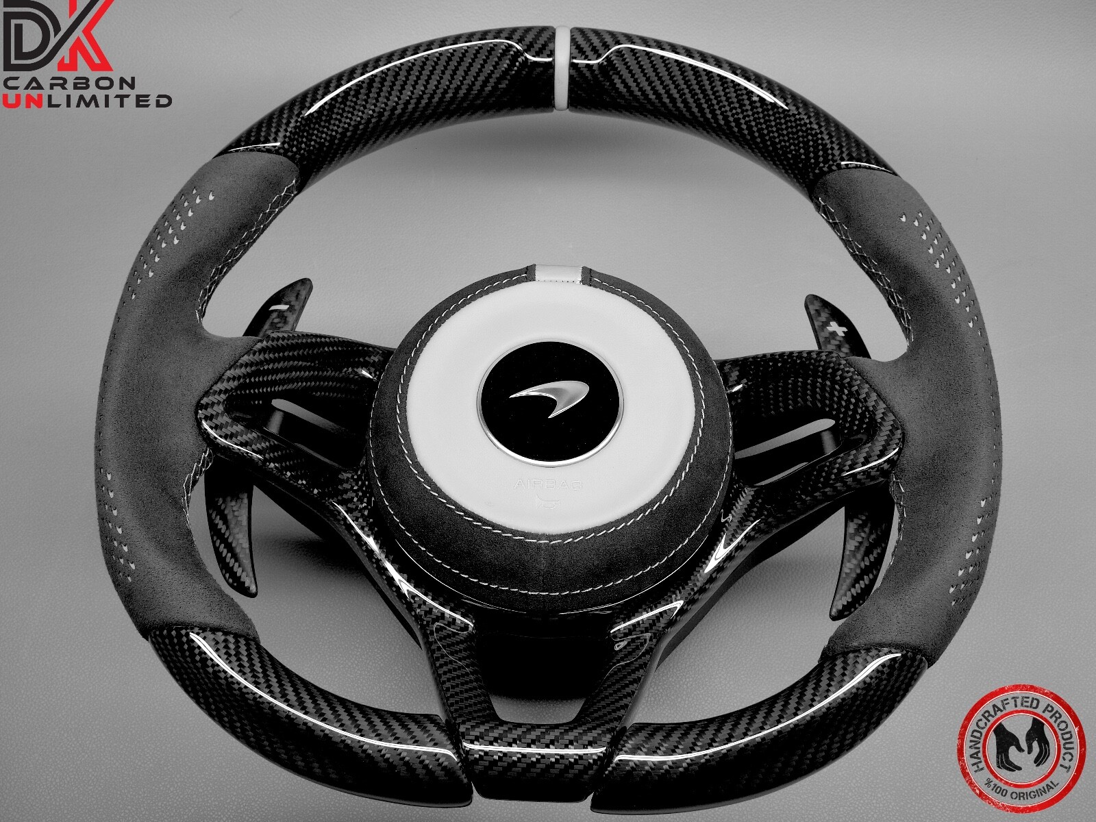 McLaren 675LT 540C 570S 650S 600LT 620R Alcantara Gray Carbon Steering Wheel v2