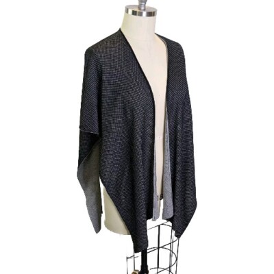 Lululemon Reversible Cardigan Poncho Gray Black Wrap Knit One