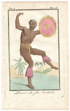 1780 Trachten Engraving ~ Sandwich Isles ~ Hawaiian Male Hula Dance ~ HAWAII