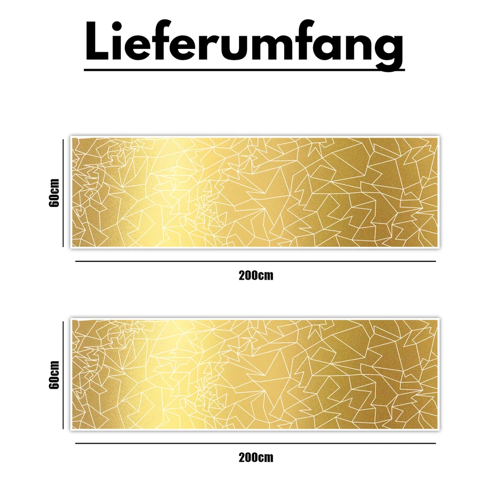2er Set Auto Aufkleber Mosaik Scherben 200x60cm Geometrisch KX074 Gold - Bild 4 von 4