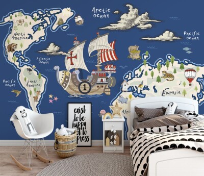 3D Ocean Map ZHUA23944 Wallpaper Wall Murals Removable Self-adhesive Ann