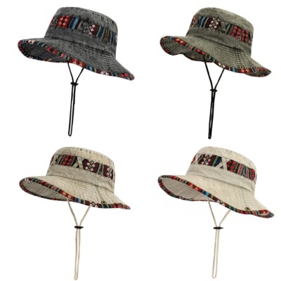 Herren Sonnenhüte Ethno Style Sommer Sonnenschutz Faltbar Outdoor Wanderhut
