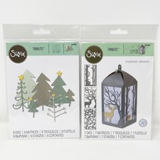 Sizzix Thinlits Winter Christmas Forest Lantern Pine Trees Cutting Dies NEW