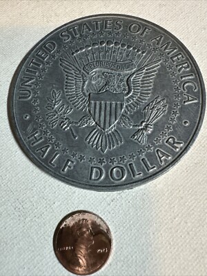 XL 3 Inch Medal 1964 Kennedy Half Dollar USA Novelty Coin Weighs