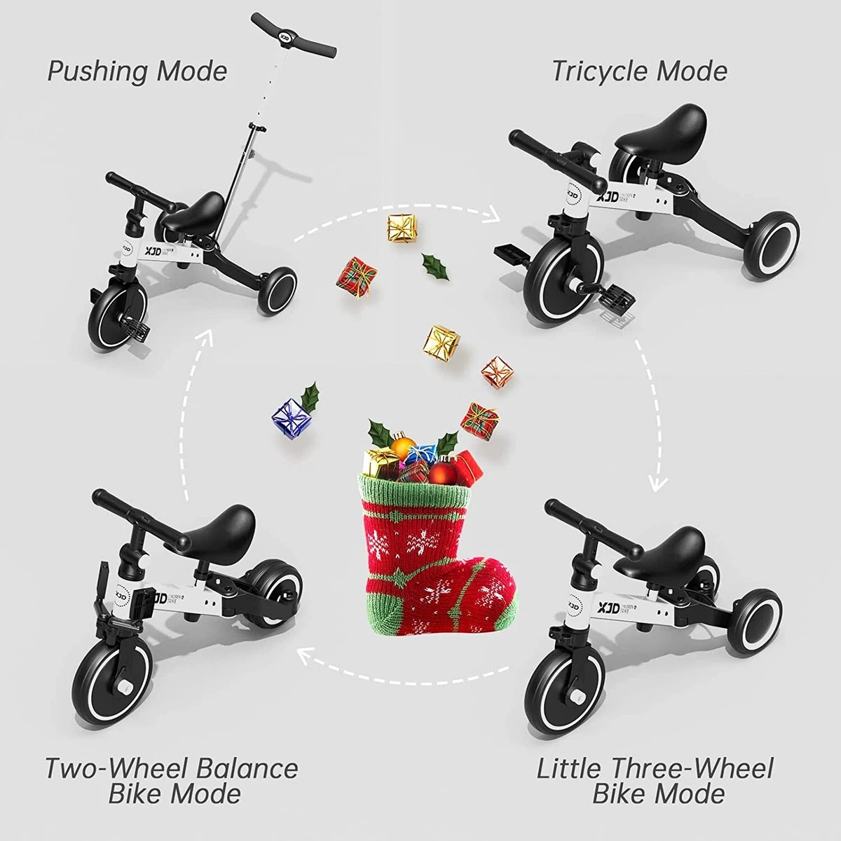 XJD 7 in 1 Toddler Bike w Push Handle Tricycle for 1 3 Years