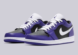 purple white and black jordan 1