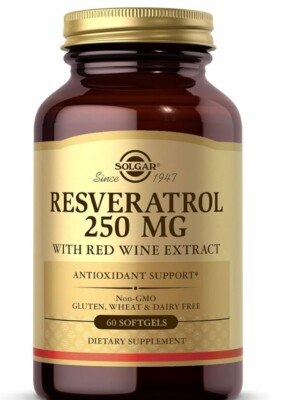 Solgar Resveratrol 250mg with Red Wine Extract 60 Softgels Exp08/2026