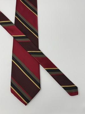 Robert Talbott Best In Class Silk Tie Red Black Gold Stripe Made In USA Designer